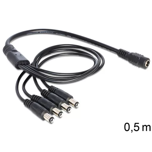 Delock DC elosztókábel, 5.5 x 2.1 mm 1 x anya > 4 x apa (83287)