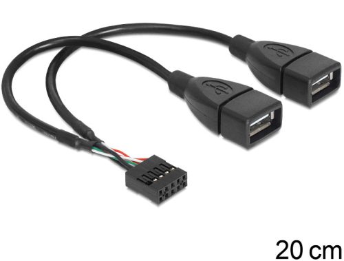 Delock USB 2.0 A típus, 2 x anya - pin fejes kábel (83292)