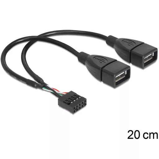 Delock USB 2.0 A típus, 2 x anya - pin fejes kábel (83292)
