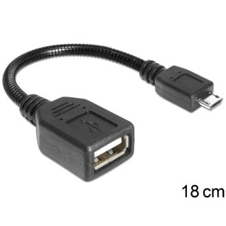   Delock USB micro-B apa > USB 2.0-A anya OTG flexibilis kábel, 18 cm (83293)