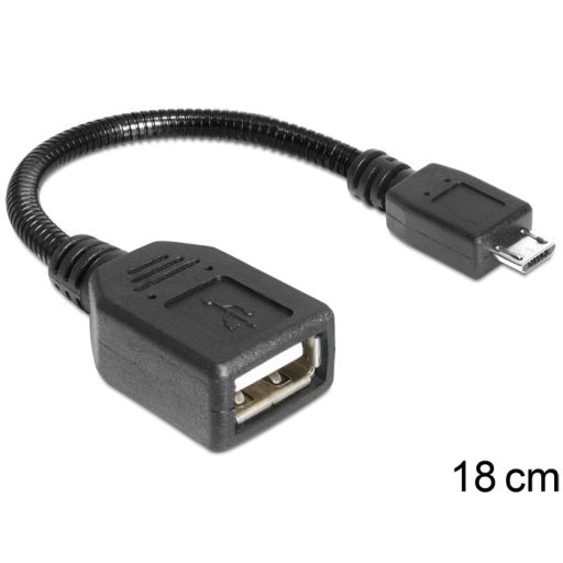 Delock USB micro-B apa > USB 2.0-A anya OTG flexibilis kábel, 18 cm (83293)