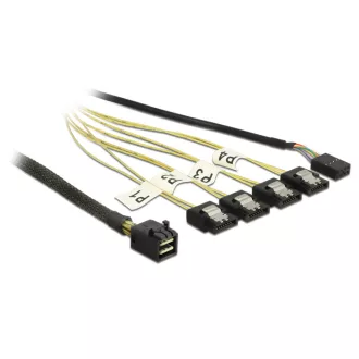   Delock Kábel Mini SAS HD SFF-8643 > 4 x 7 tus SATA fordított + oldalsáv, 0,5 m (83320)