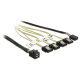 Delock Kábel Mini SAS HD SFF-8643 > 4 x 7 tus SATA fordított + oldalsáv, 1 m (83322)