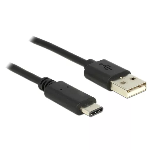 Delock USB 2.0-s kábel A-típusú csatlakozódugóval > USB C típus 2.0 csatlakozódugóval, 0,5 m, fekete (83326)