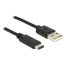 Delock USB 2.0-s kábel A-típusú csatlakozódugóval > USB C típus 2.0 csatlakozódugóval, 0,5 m, fekete (83326)