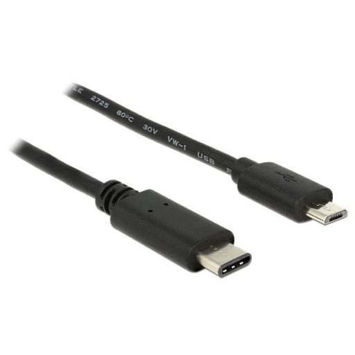 Delock Kábel USB Type-C  2.0 dugó > USB 2.0 Micro-B típusú dugó 0,5 m fekete (83333)