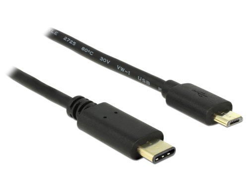 Delock Kábel USB Type-C  2.0 dugó > USB 2.0 Micro-B típusú dugó 2,0 m fekete (83334)