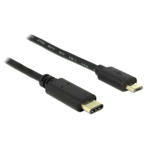 Delock Kábel USB Type-C  2.0 dugó > USB 2.0 Micro-B típusú dugó 2,0 m fekete (83334)