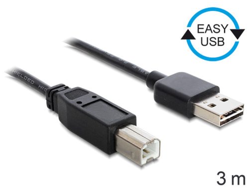 Delock EASY-USB 2.0 -A apa > USB 2.0-B apa kábel, 3 m (83360)