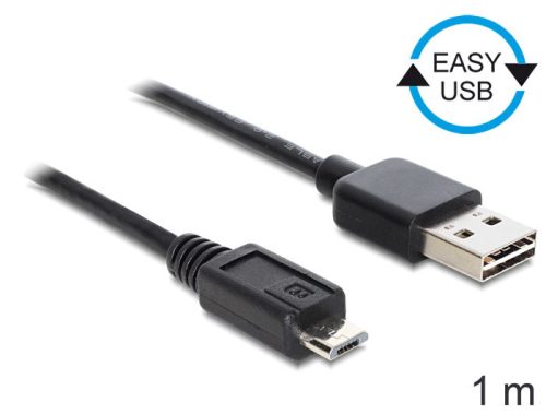 Delock EASY-USB 2.0 -A apa > USB 2.0 micro-B apa kábel, 1 m (83366)