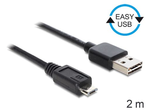 Delock EASY-USB 2.0 -A apa > USB 2.0 micro-B apa kábel, 2 m (83367)