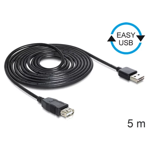 Delock EASY-USB 2.0 -A apa > USB 2.0-A anya hosszabbító kábel, 5 m (83373)