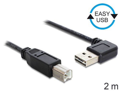 Delock EASY-USB 2.0 -A apa hajlított > USB 2.0-B apa kábel, 2 m