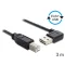 Delock EASY-USB 2.0 -A apa hajlított > USB 2.0-B apa kábel, 3 m (83376)