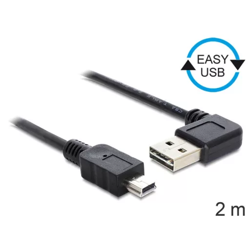 Delock EASY-USB 2.0 -A apa hajlított > USB 2.0 mini apa kábel, 2 m (83379)