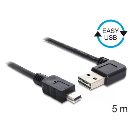 Delock EASY-USB 2.0 -A apa hajlított > USB 2.0 mini apa kábel, 5 m (83381)