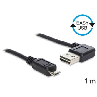   Delock EASY-USB 2.0 -A apa hajlított > USB 2.0 micro-B apa kábel, 1 m (83382)
