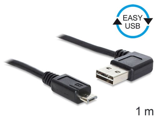 Delock EASY-USB 2.0 -A apa hajlított > USB 2.0 micro-B apa kábel, 1 m (83382)