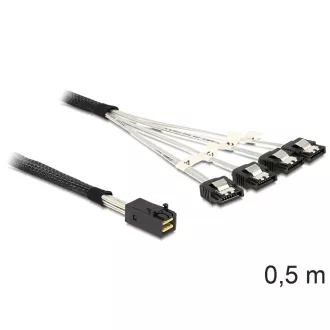   Delock Mini SAS HD x 4 SFF 8643 apa > 4 x SATA 7 Pin anya kábel, 0,5 m (83392)