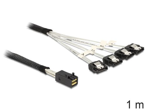 Delock Mini SAS HD x 4 SFF 8643 apa > 4 x SATA 7 Pin anya kábel, 1 m