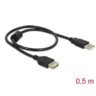   Delock USB2.0 hosszabító kábel A-tip. dugó > A-tip aljzat csatlakozókkal, 0.5m (83401)
