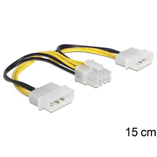 Delock tápkábel 8 pines EPS > 2 x 4 pines molex (83410)