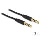 Delock sztereó kábel 3.5 mm 4 pin csatlakozó > csatlakozó, 3 m, fekete (83437)