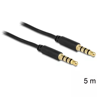   Delock sztereó kábel 3.5 mm 4 pin csatlakozó > csatlakozó, 5 m, fekete (83438)