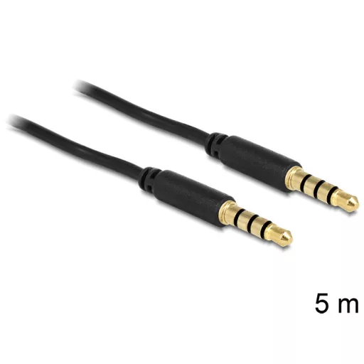 Delock sztereó kábel 3.5 mm 4 pin csatlakozó > csatlakozó, 5 m, fekete (83438)