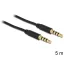 Delock sztereó kábel 3.5 mm 4 pin csatlakozó > csatlakozó, 5 m, fekete (83438)
