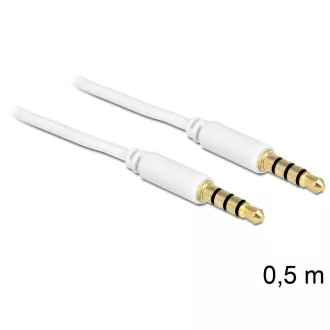   Delock sztereó kábel 3.5 mm 4 pin csatlakozó > csatlakozó, 0,5 m, fehér (83439)