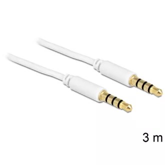   Delock sztereó kábel 3.5 mm 4 pin csatlakozó > csatlakozó, 3 m, fehér (83442)