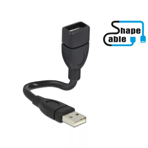Delock kábel USB 2.0 A apa > A anya ShapeCable 0,15 m (83497)