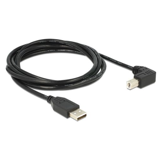 Delock USB2.0 kábel USB A dugó - USB B 90 dugó csatlakozókkal, 2m (83528)