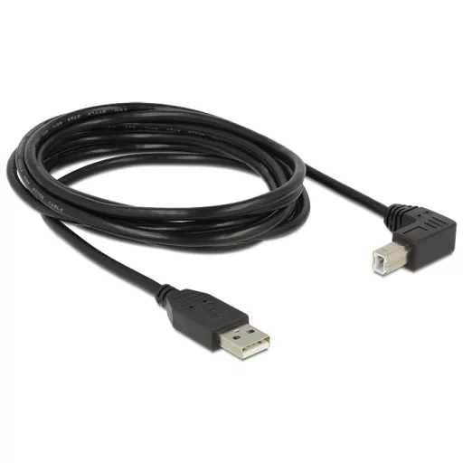 Delock USB2.0 kábel USB A dugó - USB B 90 dugó csatlakozókkal, 3m (83529)