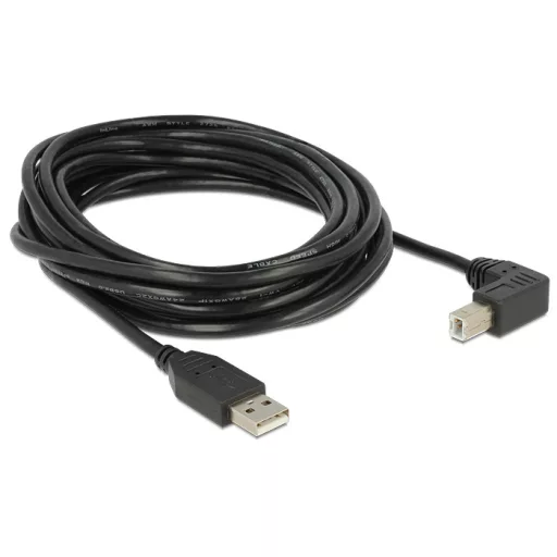 Delock USB2.0 kábel USB A dugó - USB B 90 dugó csatlakozókkal, 5m (83530)