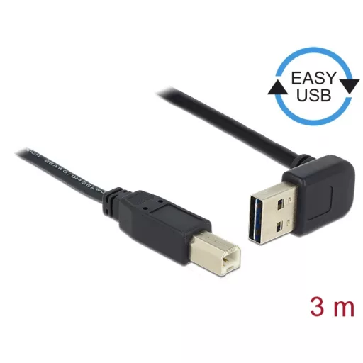 Delock Kábel EASY-USB 2.0-s A típusú csatlakozódugó, ívelt felfelé / lefelé > USB 2.0-s B-típusú csa (83541)