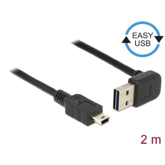   Delock Kábel EASY-USB 2.0-s A típusú csatlakozódugó, ívelt felfelé / lefelé > USB 2.0-s Mini-B-típus (83544)