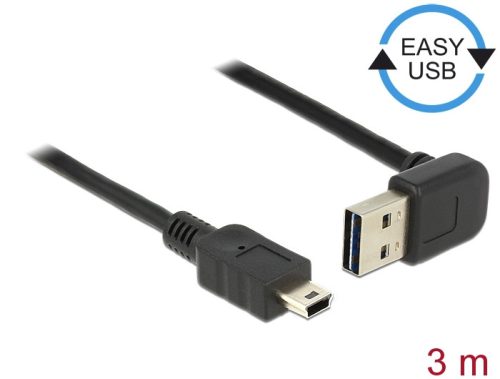 Delock Kábel EASY-USB 2.0-s A típusú csatlakozódugó, ívelt felfelé / lefelé > USB 2.0-s Mini-B-típus