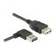 Delock EASY-USB toldó kábel, 1m, EASY-USB2.0 "A" jobbra/balra 90 -s dugó és USB2.0 "A" aljzat (83551)