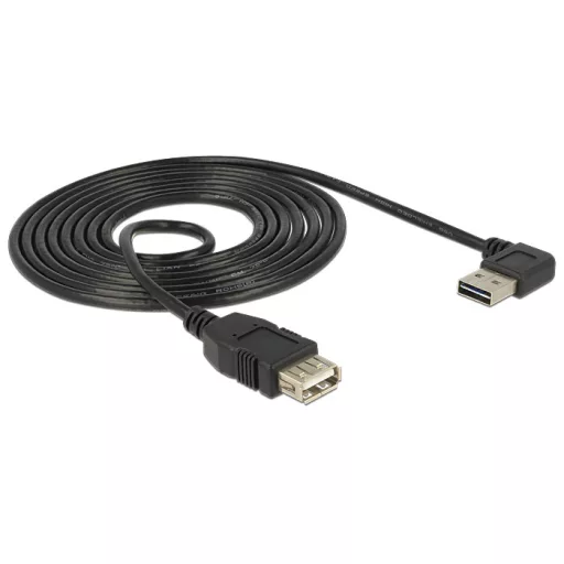 Delock EASY-USB kábel "A" jobbra/balra 90 -s dugó és USB2.0 "A" aljzat csatlakozókkal 2m (83552)