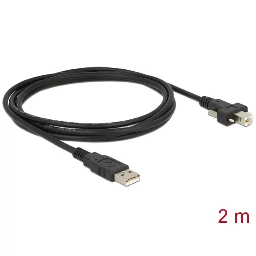 Delock Kábel USB 2.0 A típusú dugó > USB 2.0 B típusú dugó csavarokkal ellátott 2 m (83595)