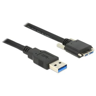   Delock Kábel USB 3.0 A típusú dugó > USB 3.0 Micro-B típusú dugó csavarokkal ellátott 3 m (83599)
