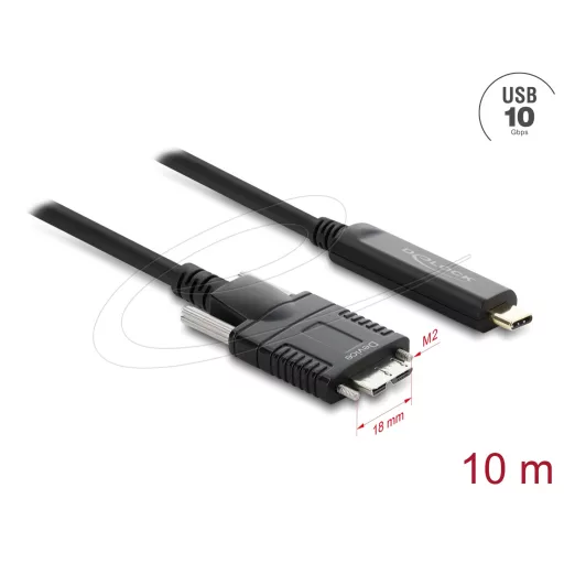 Delock Aktív optikai kábel USB 10 Gbps USB Type-C  apa > USB 10 Gbps Micro-B Típusú dugó csavarokkal ellátott 10 m (83632)