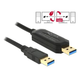   Delock 1,5 m hosszú Data Link + KM kapcsolós kábel USB 3.0 A típusú dugó > USB 3.0 A típusú dugó (83647)