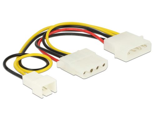 Delock Tápkábel 4 tűs apa> 1 x 4 tűs anya+ 1 x 3 tűs apa(fan) 14 cm (83658)