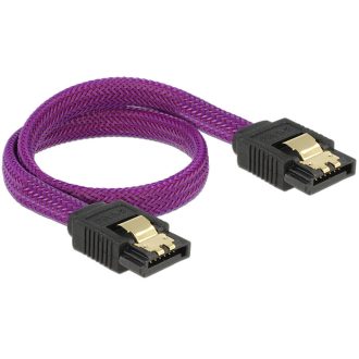  Delock prémium SATA Kábel 6 Gb/s 30 cm egyenes/ egyenes, lila metál (83690)