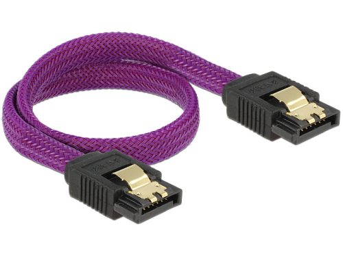 Delock prémium SATA Kábel 6 Gb/s 30 cm egyenes/ egyenes, lila metál (83690)