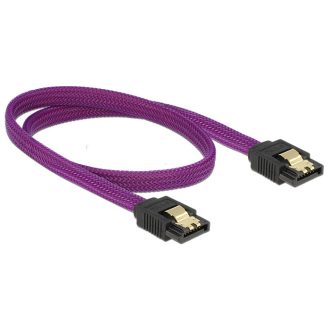   Delock prémium SATA Kábel 6 Gb/s 50 cm egyenes/egyenes metál, Lila (83691)