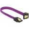 Delock SATA kábel 6 Gb/s 20 cm lefelé / egyenes fém lila Prémium (83694)